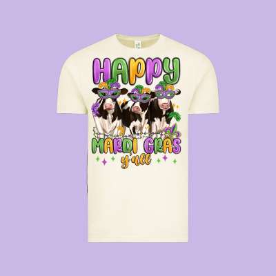 Happy Mardi Gras Y'all Vintage Tee Designed By Maliassmallbusiness