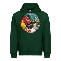 Forest Green Christmas On The Farm Urban Hoodie - FaDigitalArtStudio
