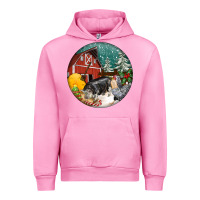 Fuchsia Pink Christmas On The Farm Urban Hoodie - FaDigitalArtStudio