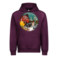 Mauve Wine Christmas On The Farm Urban Hoodie - FaDigitalArtStudio