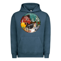 Pigment Midnight Navy Christmas On The Farm Urban Hoodie - FaDigitalArtStudio