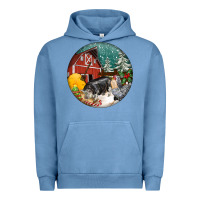 Pigment Pebble Blue Christmas On The Farm Urban Hoodie - FaDigitalArtStudio