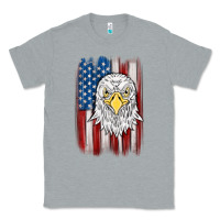 Heather Grey American flag eagle Classic Tee - MaliasSmallBusiness