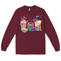 Burgundy School Girl Coffee Cup Bbs Long Sleeve Tee - BundleAndBundleShop