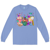 Colony Blue School Girl Coffee Cup Bbs Long Sleeve Tee - BundleAndBundleShop