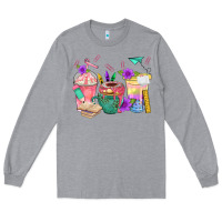 Heather Grey School Girl Coffee Cup Bbs Long Sleeve Tee - BundleAndBundleShop
