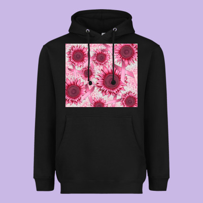 Breast Cancer Sunflower Heavyweight Hoodie Designed By Cowgirlartshop