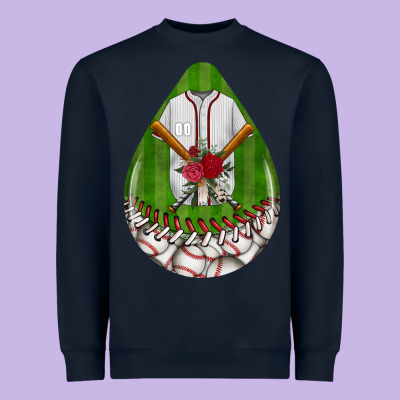 Baseball And Western Roses Teardrop  2 Heavyweight Sweatshirt Designed By Bundleandbundleshop