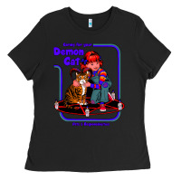 Black Caring For Your Demon Cat Tshirt Ladies Tee - Bettercallsaul