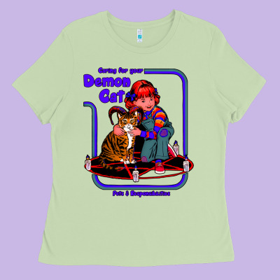 Caring For Your Demon Cat Tshirt Ladies Tee Designed By Bettercallsaul