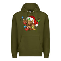 Army Green christmas heifer cow Premium Hoodie - CowGirlArtShop