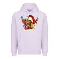 Lilac christmas heifer cow Premium Hoodie - CowGirlArtShop