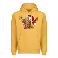 Mustard christmas heifer cow Premium Hoodie - CowGirlArtShop