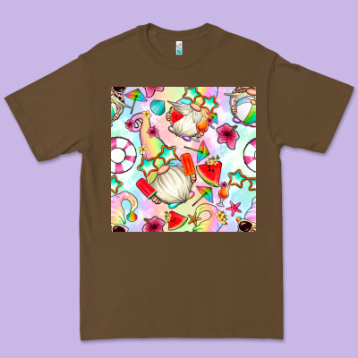 Summer Gnome Seamless Pattern Premium Tee Designed By Bundleandbundleshop