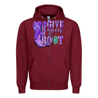 Burgundy Give Cancer the boot purple ribbon Zipper Hoodie - NancyCooperArtShop