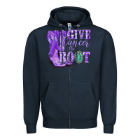 Navy Give Cancer the boot purple ribbon Zipper Hoodie - NancyCooperArtShop