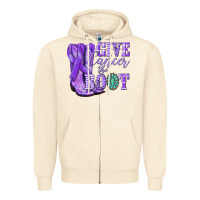 Sandshell Give Cancer the boot purple ribbon Zipper Hoodie - NancyCooperArtShop