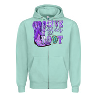Seafoam Give Cancer the boot purple ribbon Zipper Hoodie - NancyCooperArtShop