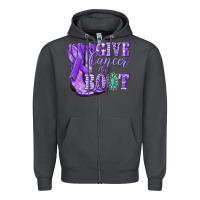 Smoke Give Cancer the boot purple ribbon Zipper Hoodie - NancyCooperArtShop