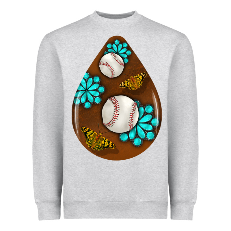 Baseball And Western Roses Teardrop  1 Heavyweight Sweatshirt by BundleAndBundleShop | Teevron