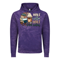 Cloud Purple half coffee half bookworm Vintage Hoodie - MaliasSmallBusiness
