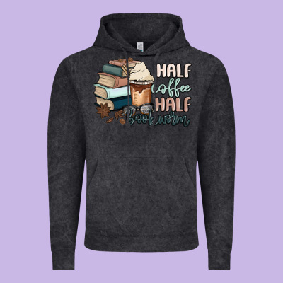 Half Coffee Half Bookworm Vintage Hoodie Designed By Maliassmallbusiness
