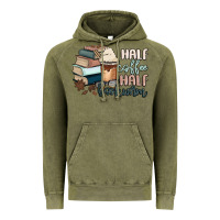 Vintage Olive half coffee half bookworm Vintage Hoodie - MaliasSmallBusiness