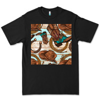 Black cowboy western seamless pattern Premium Tee - BundleAndBundleShop