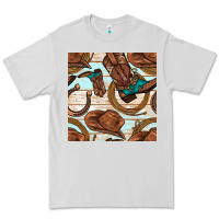 Dove Grey cowboy western seamless pattern Premium Tee - BundleAndBundleShop