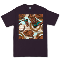 Plum cowboy western seamless pattern Premium Tee - BundleAndBundleShop