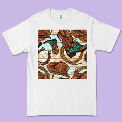 Cowboy Western Seamless Pattern Premium Tee Designed By Bundleandbundleshop