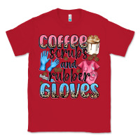 Red coffee scrubs and rubber gloves Classic Tee - NancyCooperArtShop