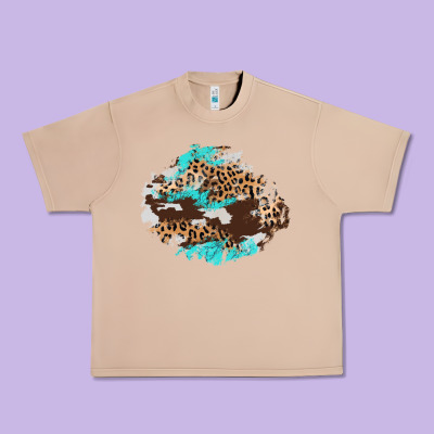 Cowhide Leopard Turquoise Patch Urban Heavy Tee Designed By Adodesignshop