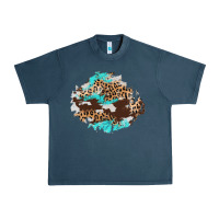 Midnight Navy cowhide leopard turquoise patch Urban Heavy Tee - AdoDesignShop