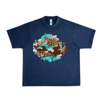 Navy cowhide leopard turquoise patch Urban Heavy Tee - AdoDesignShop