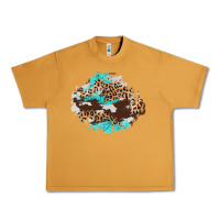 Peanut Butter cowhide leopard turquoise patch Urban Heavy Tee - AdoDesignShop