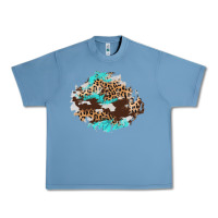 Pebble Blue cowhide leopard turquoise patch Urban Heavy Tee - AdoDesignShop