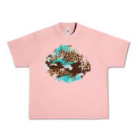Salmon cowhide leopard turquoise patch Urban Heavy Tee - AdoDesignShop