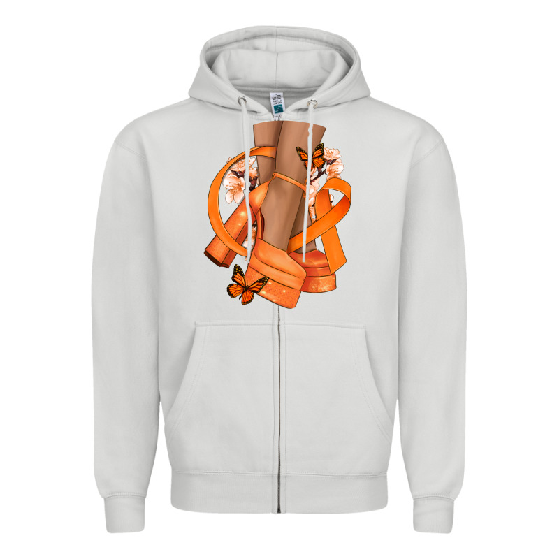 Kidney Cancer Diva Orange Ribbon Zipper Hoodie by NancyCooperArtShop | Teevron