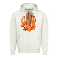 Oatmeal Heather Kidney Cancer diva orange ribbon Zipper Hoodie - NancyCooperArtShop