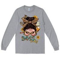 Western Messy Bun Boss Lady With Money Long Sleeve Tee | Teevron
