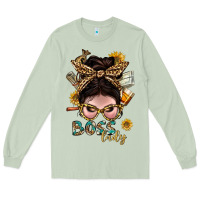 Matcha Western Messy Bun Boss Lady With Money Long Sleeve Tee - BundleAndBundleShop