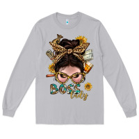 Moon Dust Western Messy Bun Boss Lady With Money Long Sleeve Tee - BundleAndBundleShop