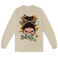 Mushroom Western Messy Bun Boss Lady With Money Long Sleeve Tee - BundleAndBundleShop