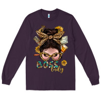 Plum Western Messy Bun Boss Lady With Money Long Sleeve Tee - BundleAndBundleShop