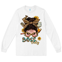 White Western Messy Bun Boss Lady With Money Long Sleeve Tee - BundleAndBundleShop