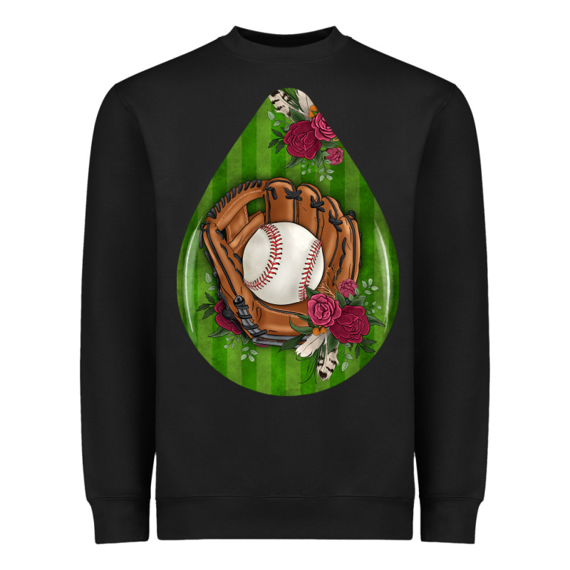 Baseball And Western Roses Teardrop  4 Heavyweight Sweatshirt by BundleAndBundleShop | Teevron