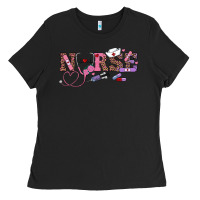 Black valentines day nurse Ladies Tee - RanaPortraitStore