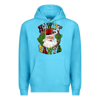 Ocean Blue howdy santa western cactus christmas Premium Hoodie - CowGirlArtShop