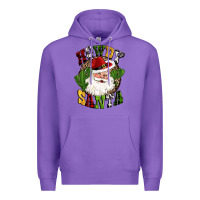Purple howdy santa western cactus christmas Premium Hoodie - CowGirlArtShop